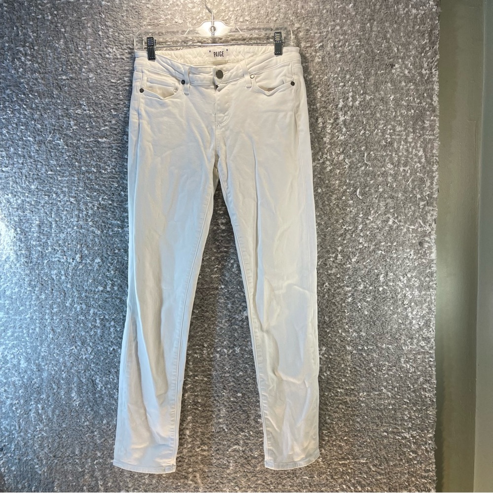 Paige SKYLINE ANKLE PEG Mid-Rise Skinny White Denim Jeans Stretch Women Size 29
